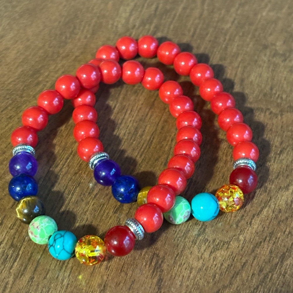 Chakra Colorful Beaded Bracelet Set of 2